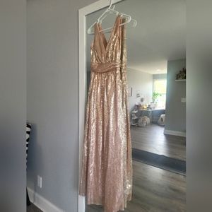 Rose Gold Sequin Gown Dress